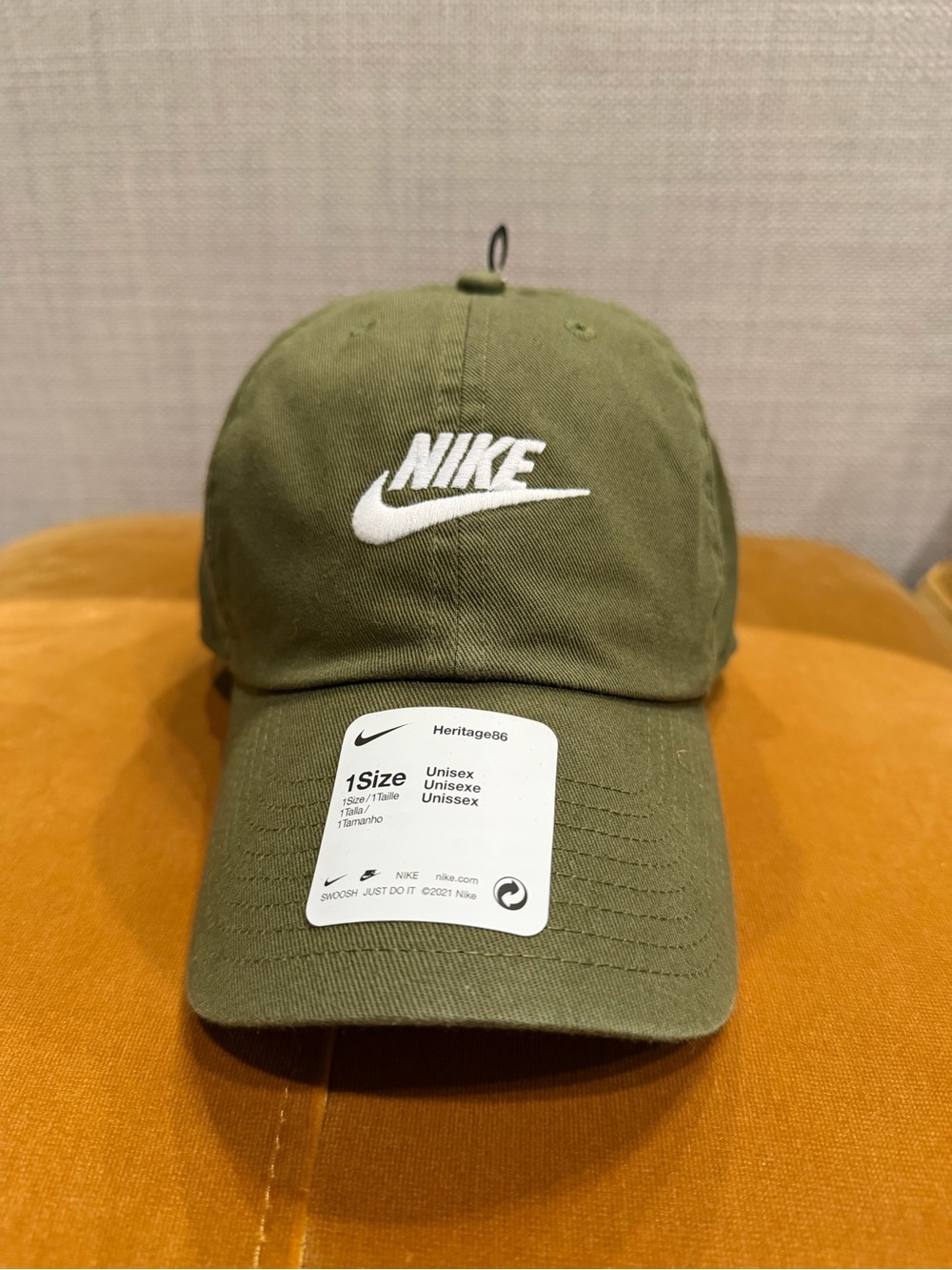 Nike Olive Green Baseball Cap with White Logo